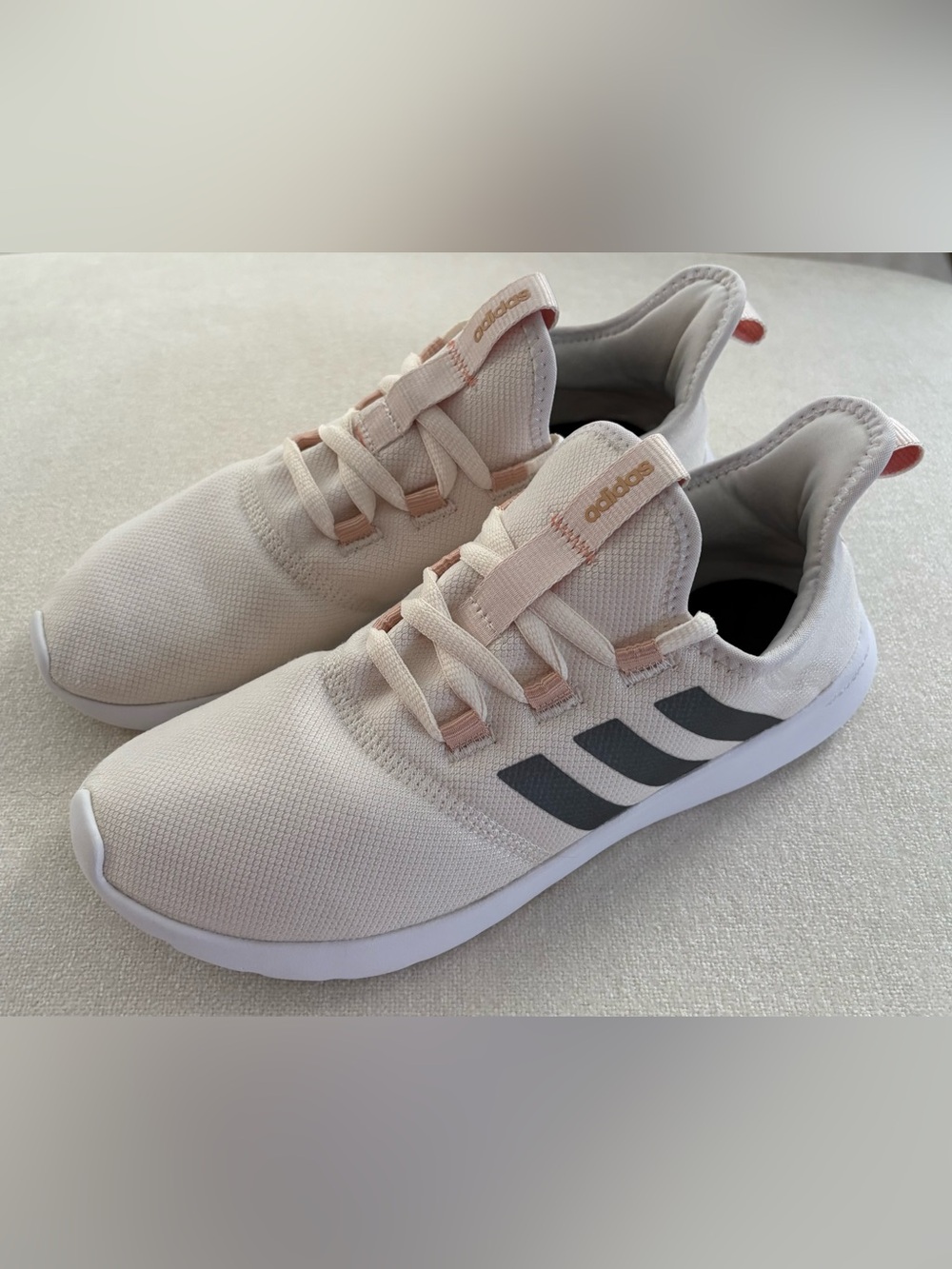 Women's Adidas Cloudfoam Pure 2.0 'Chalk Iron Metallic' Sneakers Shoes Size 9